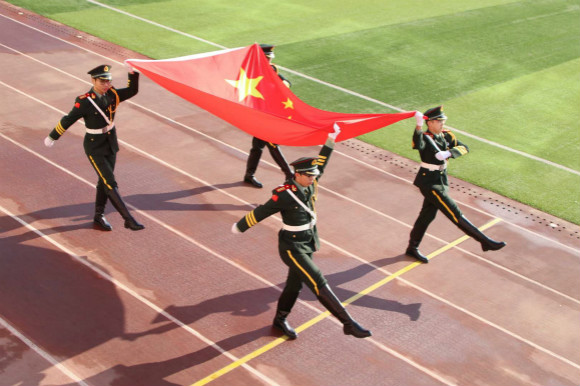 国旗班方阵入场 国旗班方阵入场